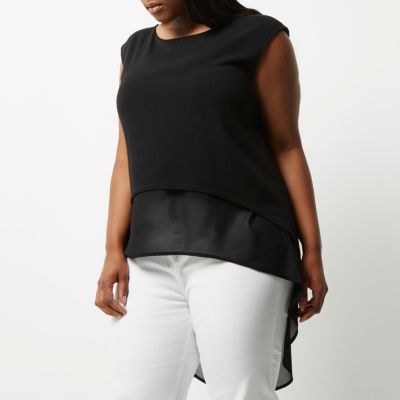 RI Plus black knitted double layer top